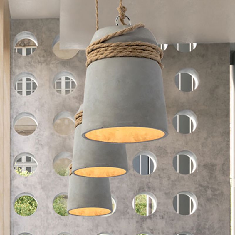 Arisha Luminaires Suspensions Cylindre Industriel Métal/Ciment Gris Chambre/Salon - Neutralighting