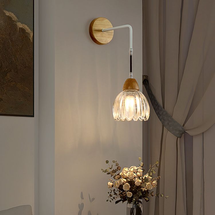 Arisha Applique Murale Fleur Moderne, Bois/Verre, Bois, Cuisine/Couloir - Neutralighting