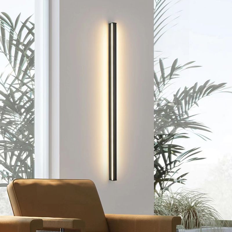 Ray Applique Murale Linéaire Miroir Minimaliste, Métal/Acrylique, Noir, Salon - Neutralighting