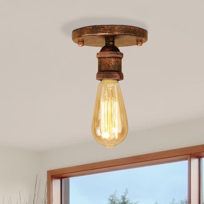 Silva Plafonnier Ampoule Vintage, Métal, Noir/Laiton/Rouille/Chromé, Salon - Neutralighting