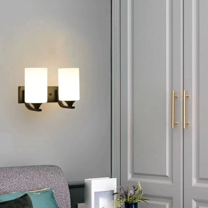 Tiffany Applique Murale Miroir Cylindrique Moderne, Verre/Métal, Noir/Chromé, Salon - Neutralighting