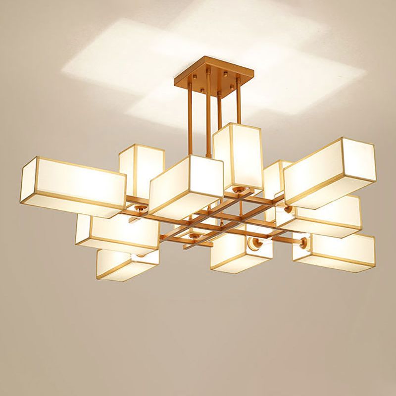 Arisha Lustre Carré Contemporain, Metal/Tissu, Noir/Or, Chambre - Neutralighting