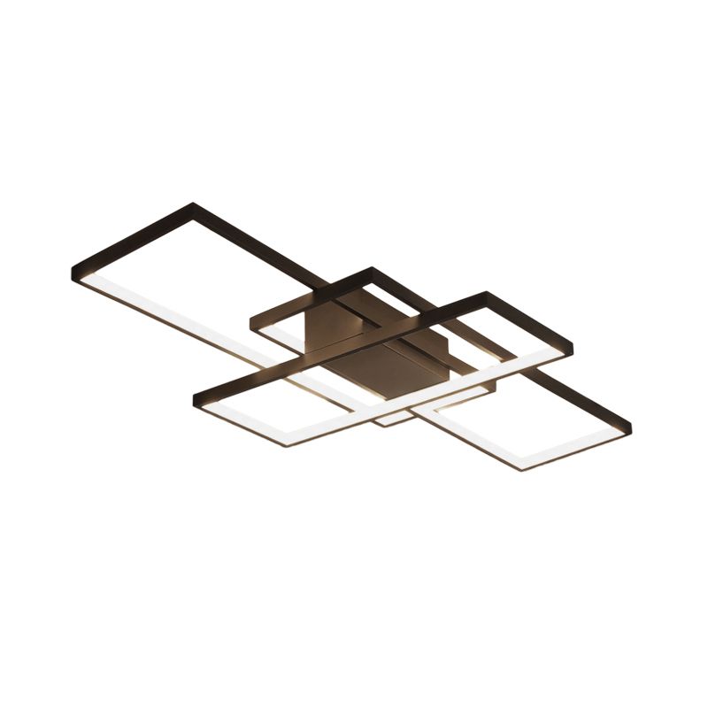 Arisha Plafonnier Rectangle Moderne, Métal/Gel de Silice, Noir/Blanc, Salon - Neutralighting