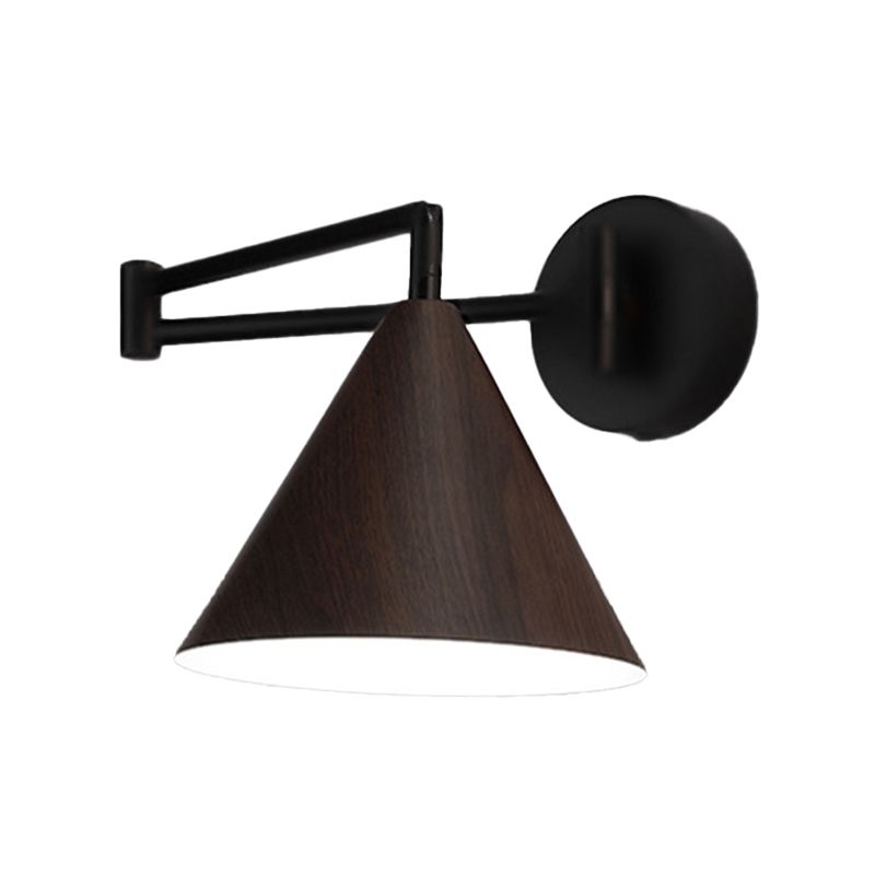 Muto Applique Murale Ajustable Conique, Métal, Marron/Bois, Chambre - Neutralighting