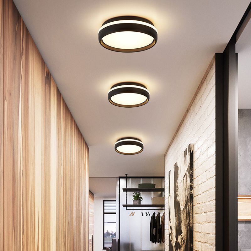 Arisha Plafonnier Rond Moderne, Métal, Noir/Gris, Salon - Neutralighting
