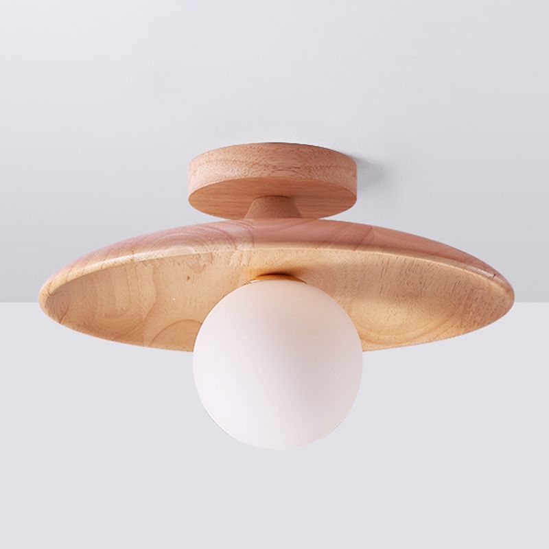 Oaki Plafonnier Bol Moderne. Bois/Verre. Bois/Noyer. Salon - Neutralighting