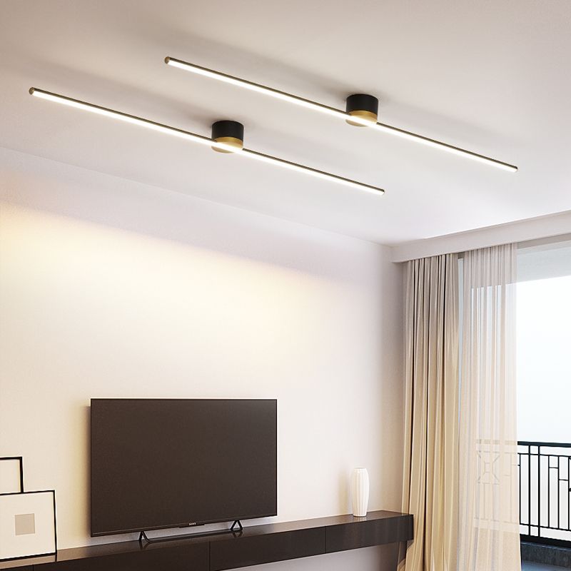 Erix Plafonnier Linéaire Moderne Blanc/Noir. Salon - Neutralighting