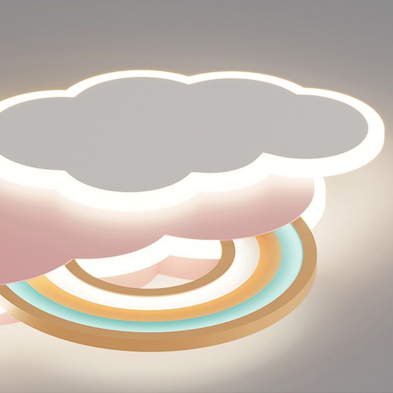 Aria Plafonnier Nuage Moderne, Métal/Acrylique, Blanc/Rose, Salon