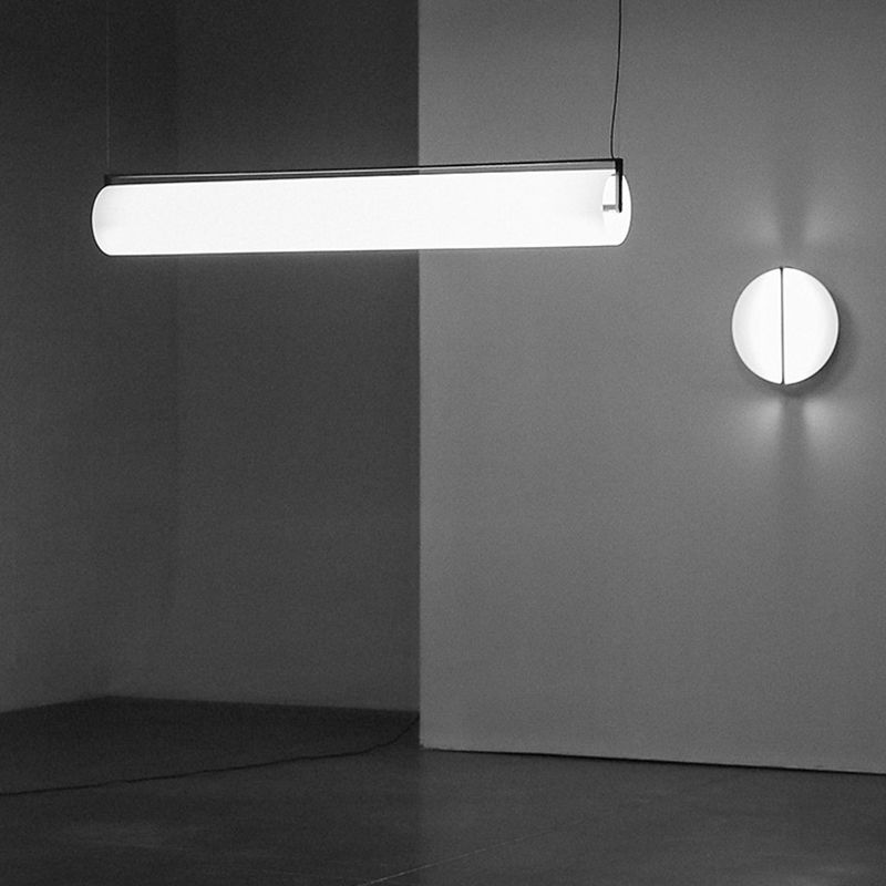 Ray Suspension Cylindre Minimaliste, Métal/Acrylique, Blanc/Noir, Salon - Neutralighting