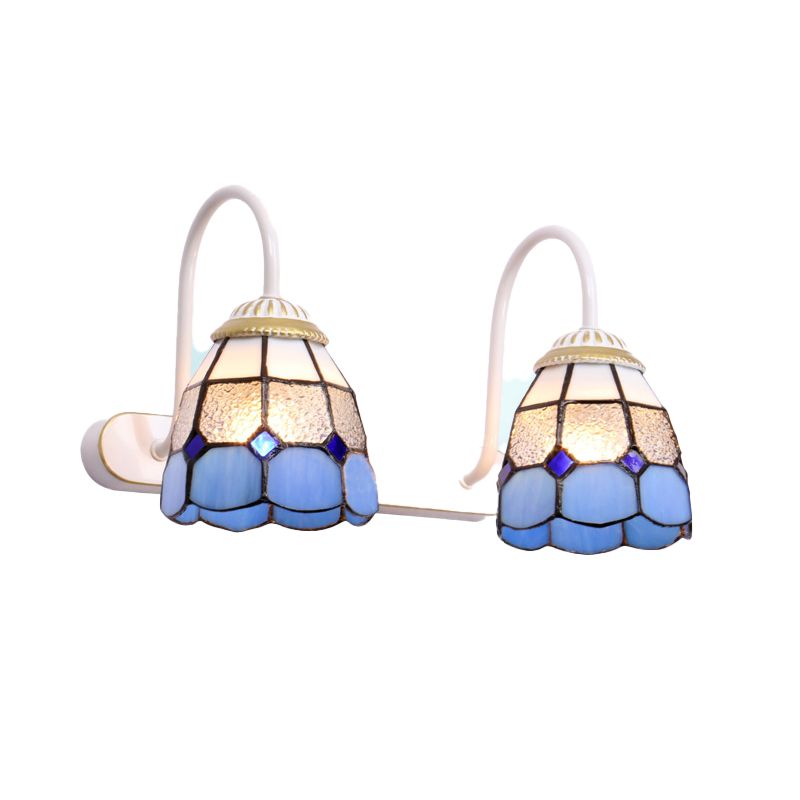 Tiffany Applique Murale Fleur Vintage, Métal, Noir/Bleu/Blanc, Salle de Bain - Neutralighting
