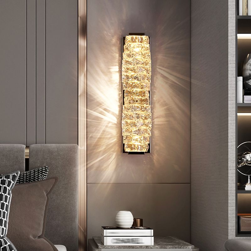Kristy Applique Murale Rectangulaire Luxe, Métal/Cristal, Or/Chormé, Salon - Neutralighting