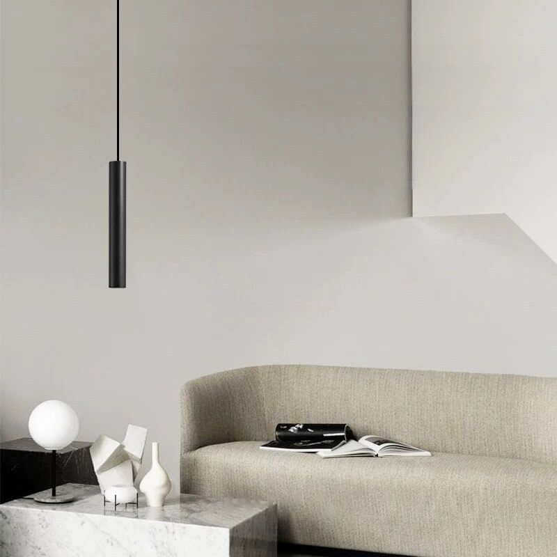 Ray Suspension Cylindre Moderne, Métal, Noir, Salon - Neutralighting