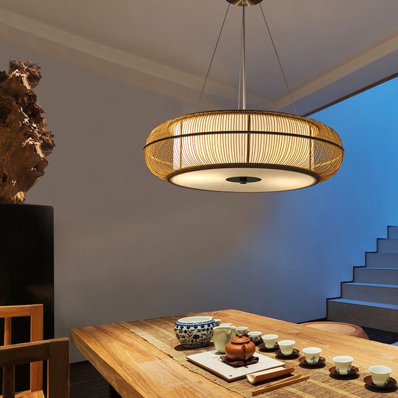 Muto Ronde LED Suspension Noir Métal/Bois Salle à manger Salon - Neutralighting