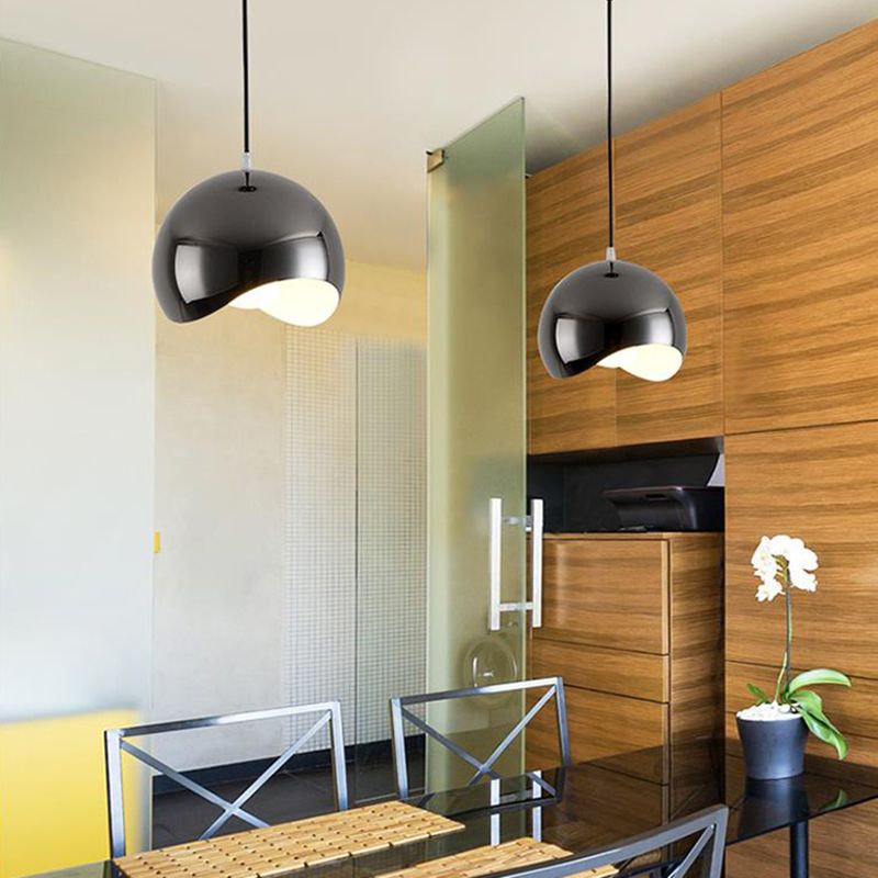Arisha Luminaires Suspensions Dôme Moderne Métal Noir/Rose Rouge/Chromé Salon - Neutralighting