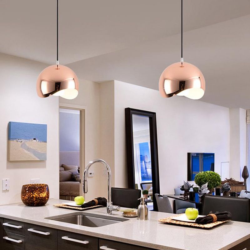 Arisha Luminaires Suspensions Dôme Moderne Métal Noir/Rose Rouge/Chromé Salon - Neutralighting