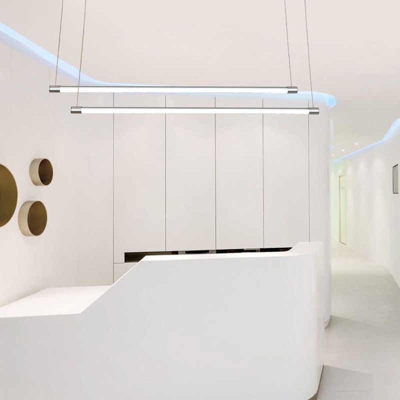 Ray Linéaire LED Suspension Noire Argent Métal Chambre à coucher - Neutralighting