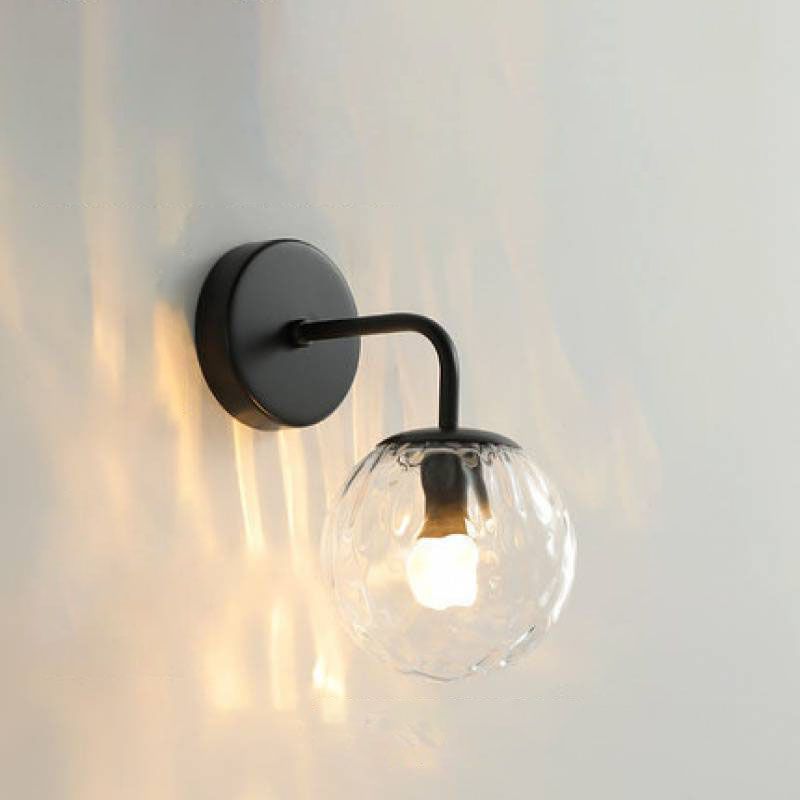 Valentina Applique Murale Boule Moderne, Métal/Verre, Noir/Or, Chambre à Coucher - Neutralighting