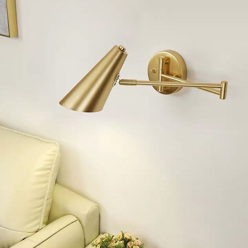 Arisha Applique Murale Effilée Orientable, Métal, Noir/Or, Chambre - Neutralighting