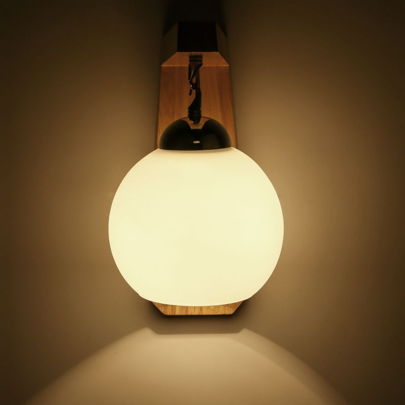 Muto Applique Globe Scandinave, Bois/Verre/Métal, Beige, Salon - Neutralighting