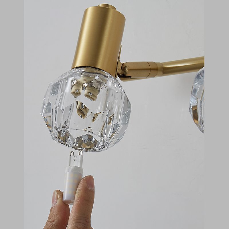 Kristy Applique Murale Miroir Globe Simple, Métal/Cristal, Doré, Salle de Bain - Neutralighting