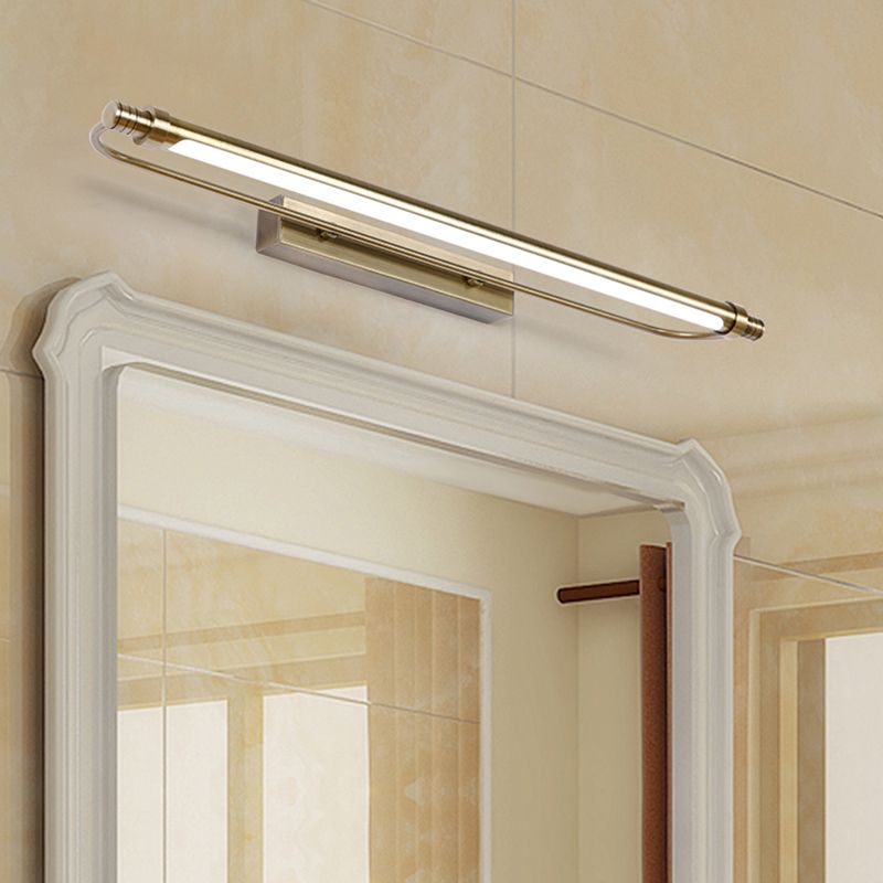 Arisha Applique Murale LED Minimaliste Linéaire, Métal/Acrylique, Or, Salle de Bain