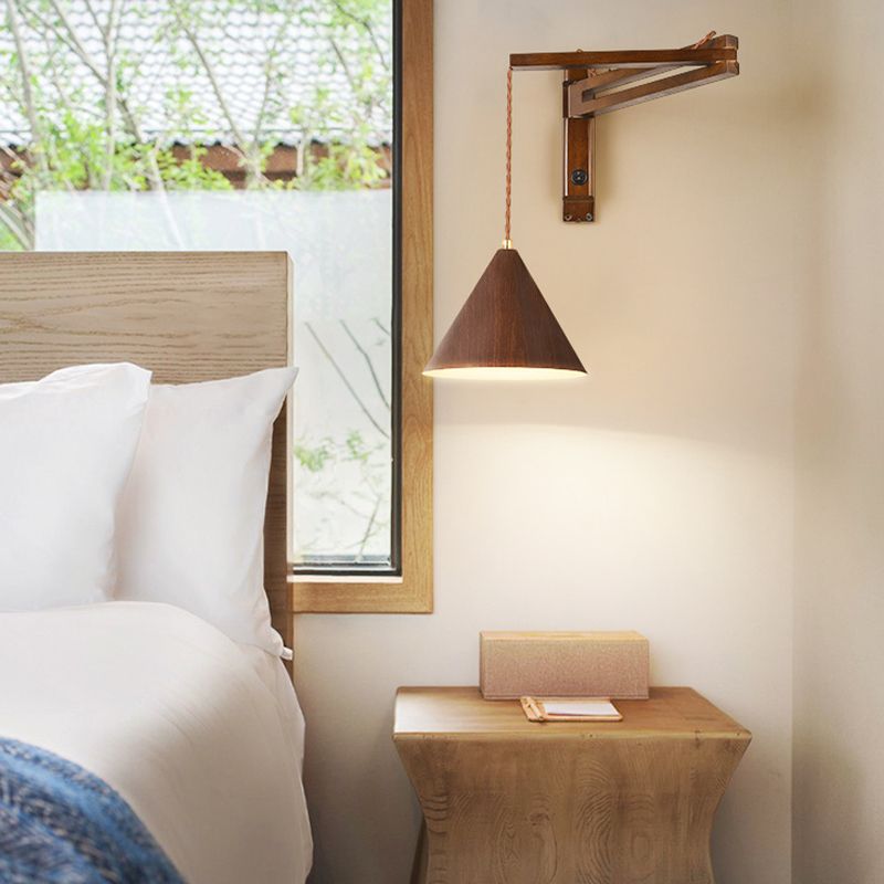 Muto Design Applique Murale Conique Vintage LED Bois Noyer/Bois Chambre - Neutralighting