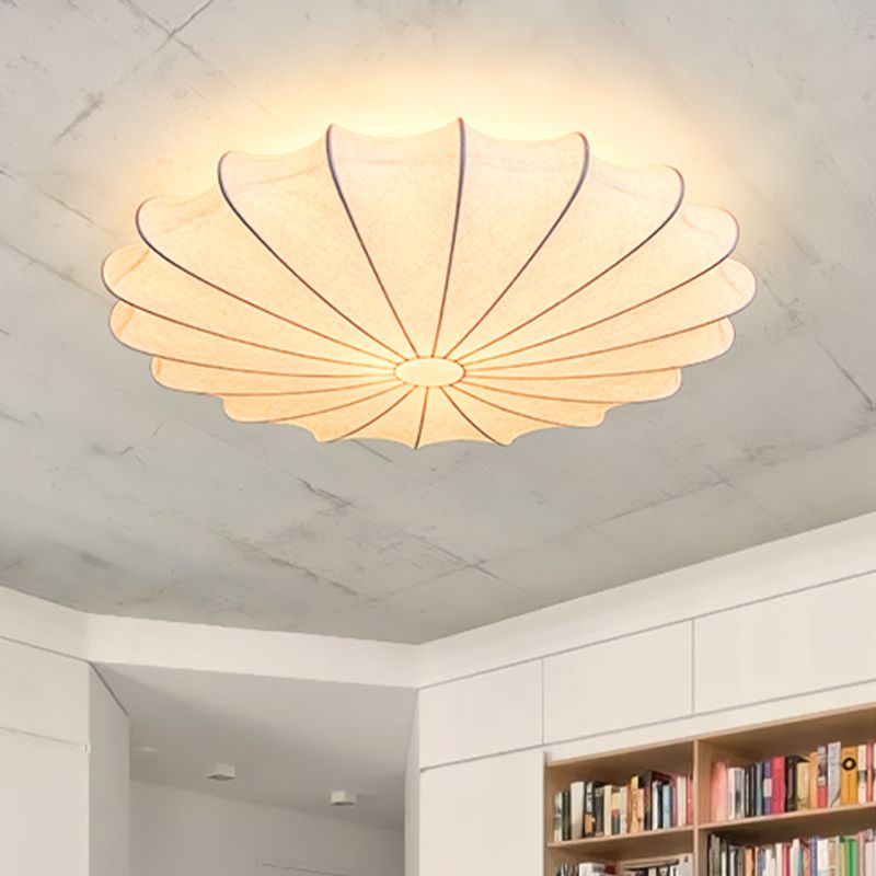 Ritta Ronde Moderne LED Plafonnier Blanc Tissu Salon Chambre à coucher - Neutralighting