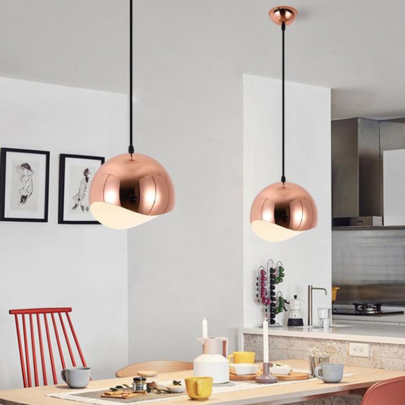 Arisha Luminaires Suspensions Dôme Moderne Métal Noir/Rose Rouge/Chromé Salon - Neutralighting