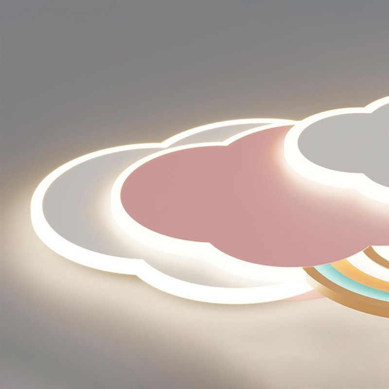 Aria Plafonnier Nuage Moderne, Métal/Acrylique, Blanc/Rose, Salon