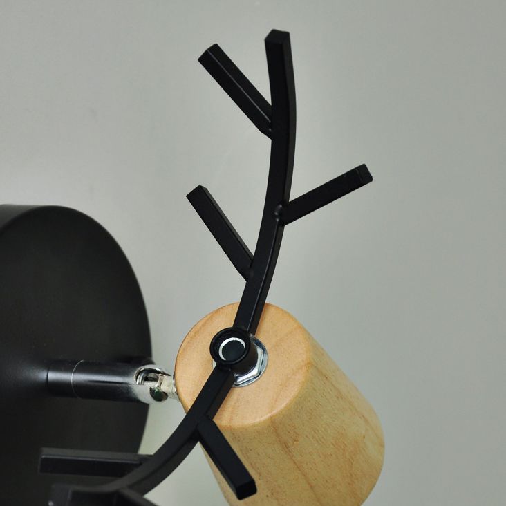 Muto Applique Murale Cerf Moderne, Bois/Verre, Blanc/Noir, Salle à Manger - Neutralighting