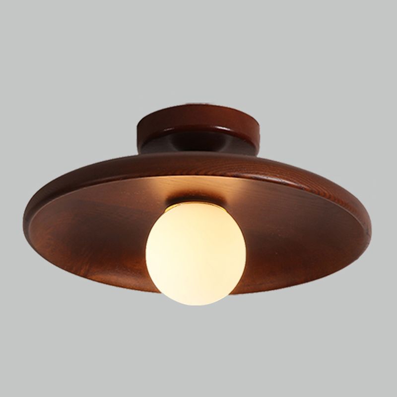 Oaki Plafonnier Bol Moderne. Bois/Verre. Bois/Noyer. Salon - Neutralighting