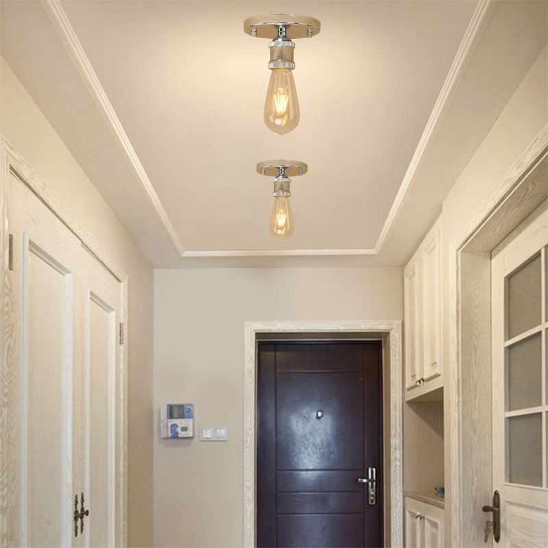 Silva Plafonnier Ampoule Vintage, Métal, Noir/Laiton/Rouille/Chromé, Salon - Neutralighting