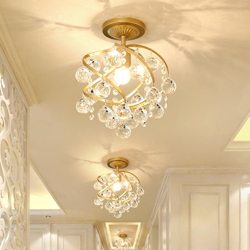 Valentina Design LED Plafonnier Laiton Cristal Salon Chambre à coucher - Neutralighting