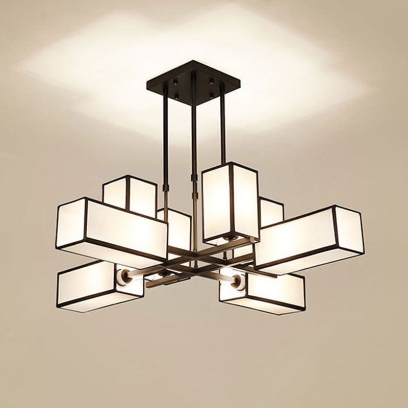 Arisha Lustre Carré Contemporain, Metal/Tissu, Noir/Or, Chambre - Neutralighting