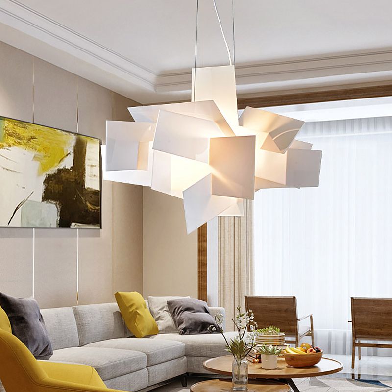 Ritta Art LED Suspension Blanc Rouge Métal Acrylique Salon - Neutralighting