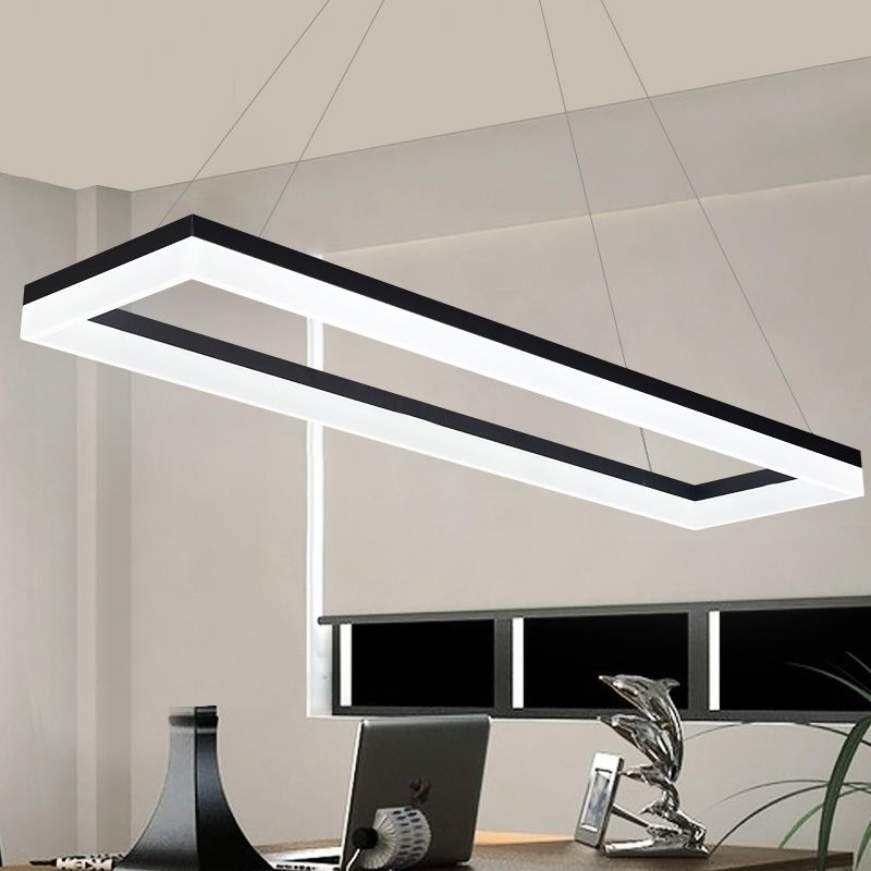 Arisha Luminaires Suspensions Carrée Simple Moderne Acrylique Noir/Blanc Salon/Chambre à Coucher/Salle à Manger - Neutralighting