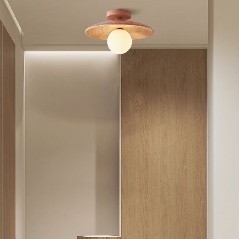 Oaki Plafonnier Bol Moderne. Bois/Verre. Bois/Noyer. Salon - Neutralighting