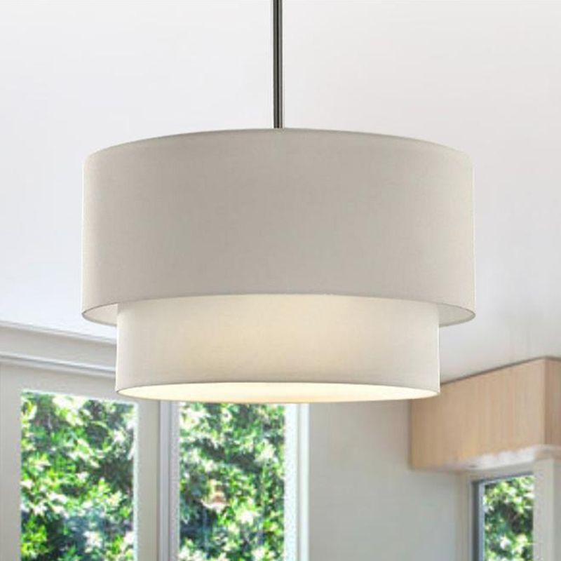 Ritta Moderne LED Suspension Blanc Noir Métal Tissu Salon Chambre à coucher - Neutralighting