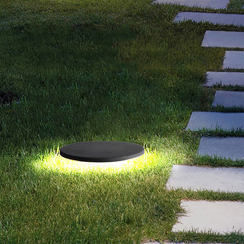 Ray Lampe Extérieure au Sol Rond Simple, Métal, Noir, Cour