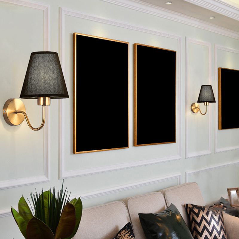 Tiffany Applique Murale Géométrique Nordique, Métal/Tissu, Noir/Blanc/Café/Lin, Chambre - Neutralighting