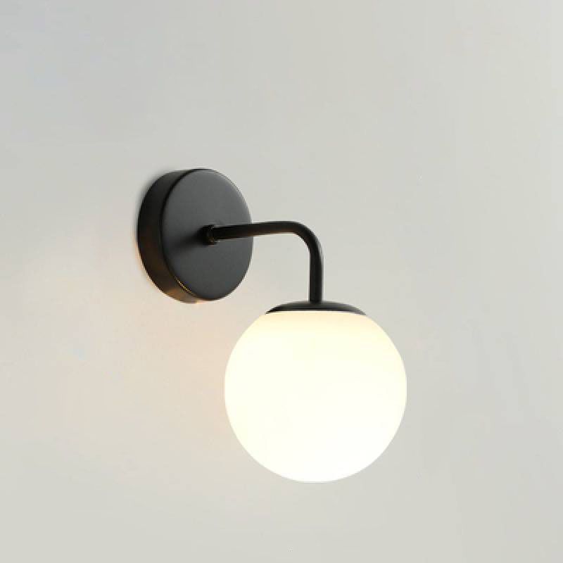 Valentina Applique Murale Boule Moderne, Métal/Verre, Noir/Or, Chambre à Coucher - Neutralighting