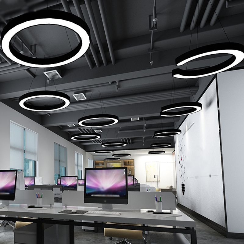 Arisha Luminaires Suspensions LED Anneau Simple Acrylique Noir/Blanc Salon/Cuisine - Neutralighting