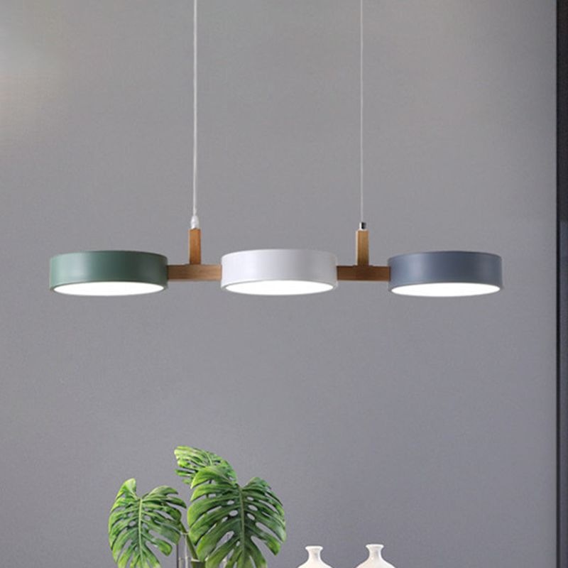 Valentina Suspension Anneau Moderne, Bois/Métal, Blanc/Gris/Vert, Salon - Neutralighting