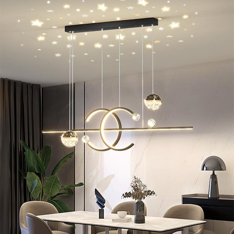 Arisha Suspension Linéaire Moderne Noir/Doré, Salon - Neutralighting