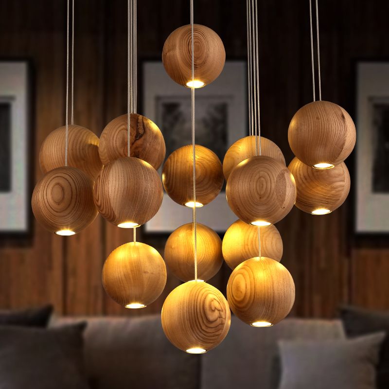 Muto Ball Cluster LED Suspension Bois Salon Chambre à coucher - Neutralighting