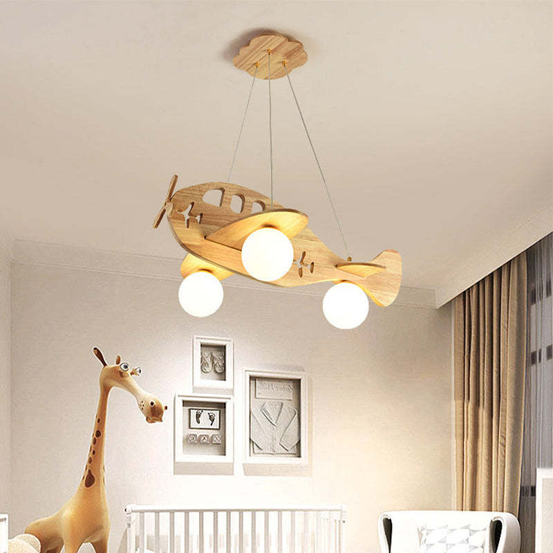 Aria Luminaires Suspension Avion Moderne, Bois, Chambre d'Enfant/Salon - Neutralighting