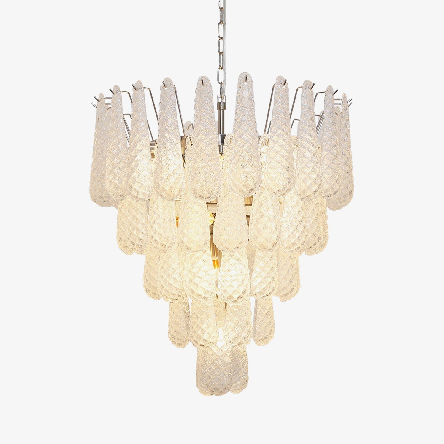 Aurora Chandelier Clear Murano Glass Dewdrop Layered - Letslighting