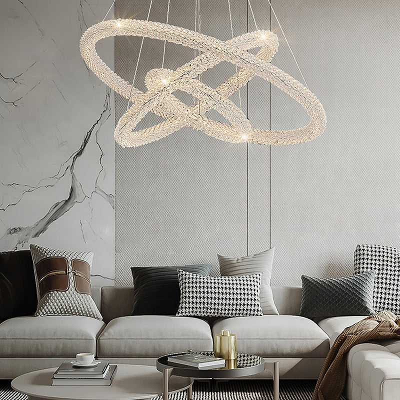 Kristy Suspension Anneau Minimaliste, Metal/Cristal, Blanc, Chambre - Neutralighting