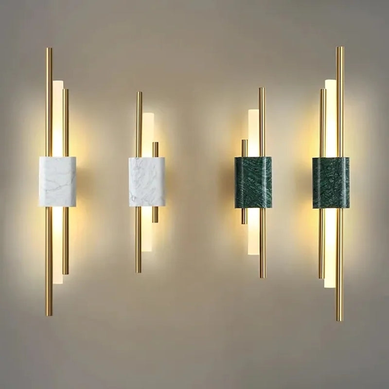 Drena Applique Murale Linéaire Moderne Marbre. Blanc/Vert/Or. Salon - Neutralighting