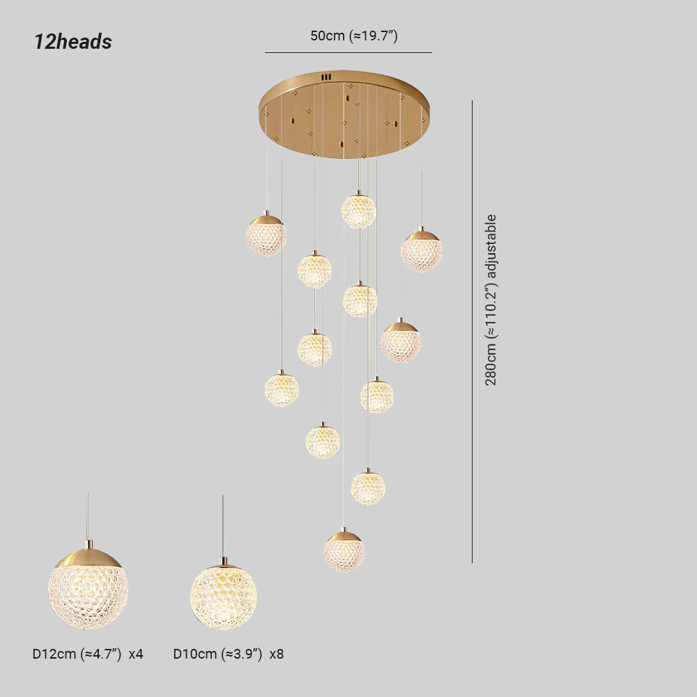 Arisha Luminaires Suspensions Multi/Bulle Moderne Métal/Acrylique Doré Chambre à Coucher - Neutralighting